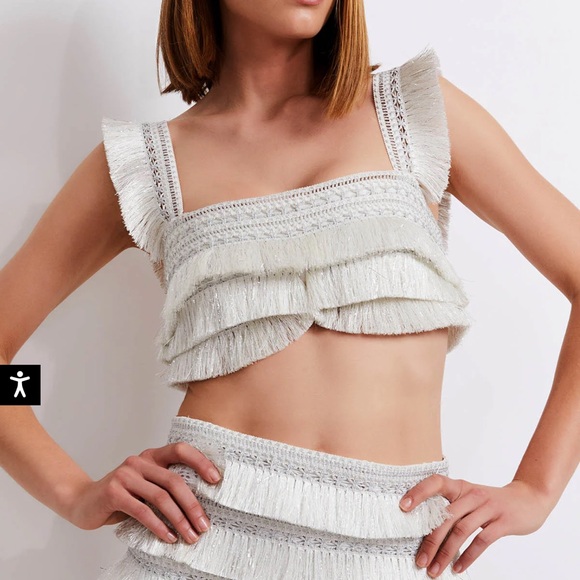 PatBO cropped metallic fringe top - Picture 3 of 5